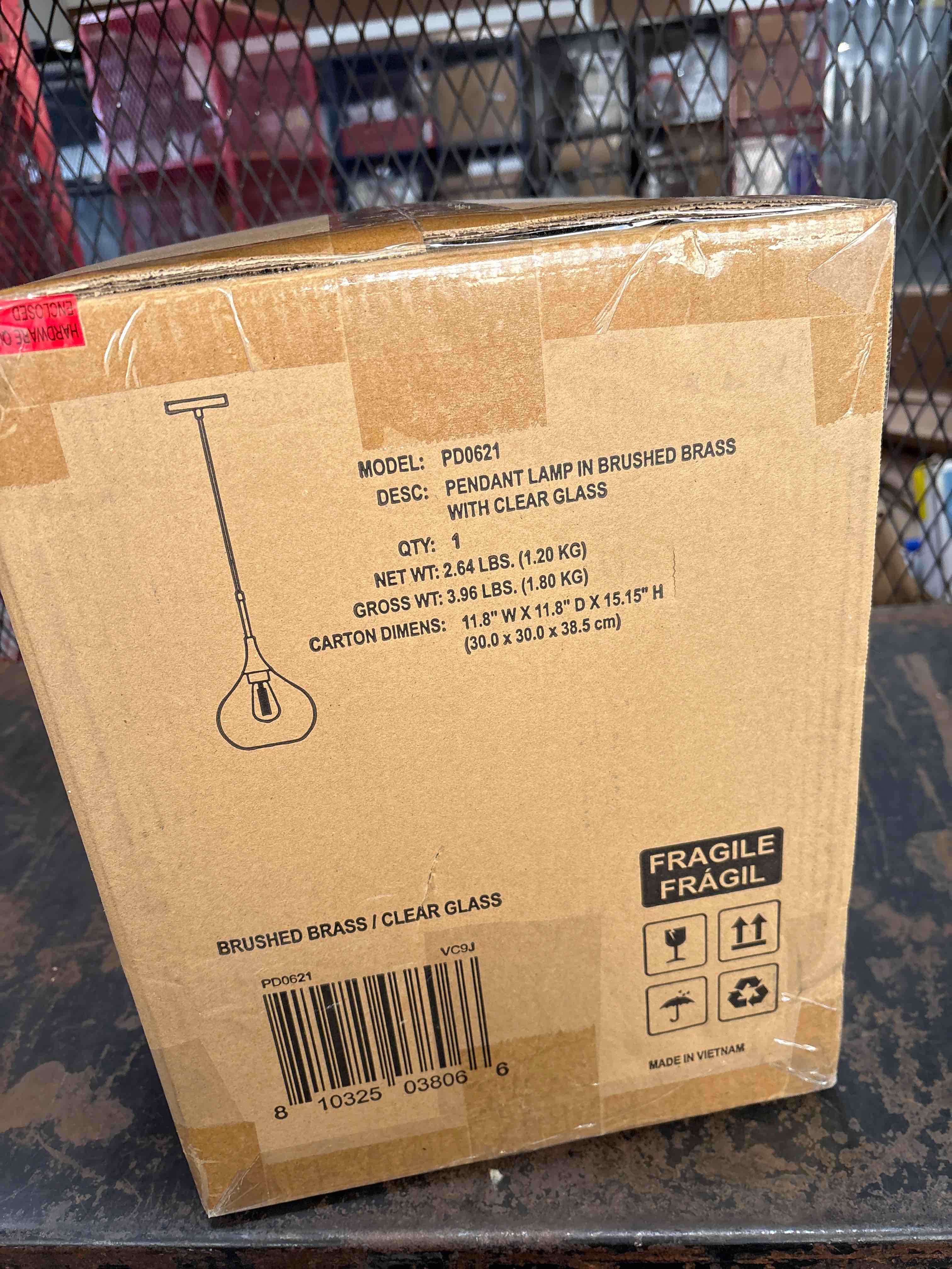 Condition photo showing New/Like New for Ida 9.5" Wide Pendant with Glass Shade in Brass/Clear