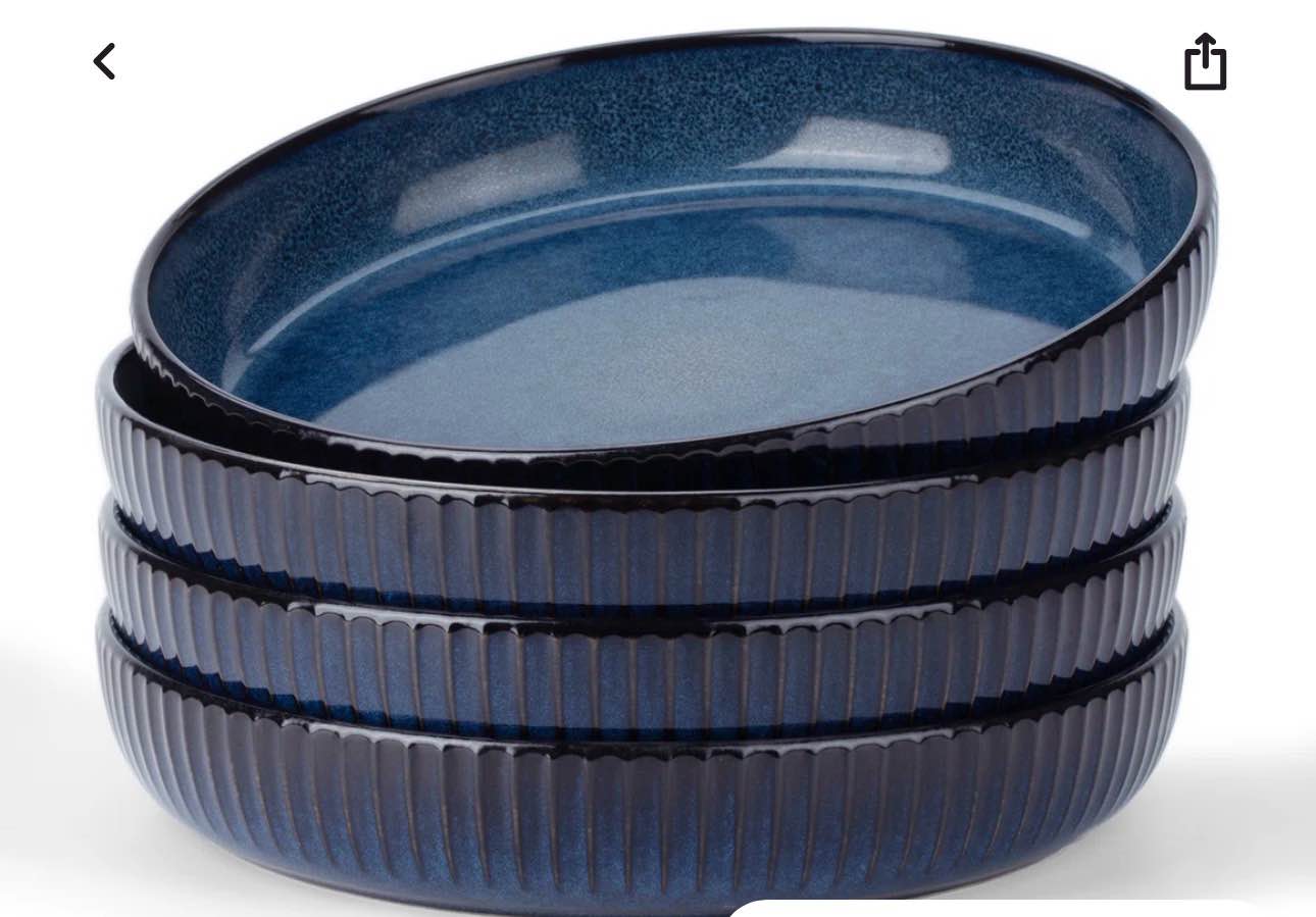 blue Starlight 4-Piece Stoneware Pasta Bowl Set