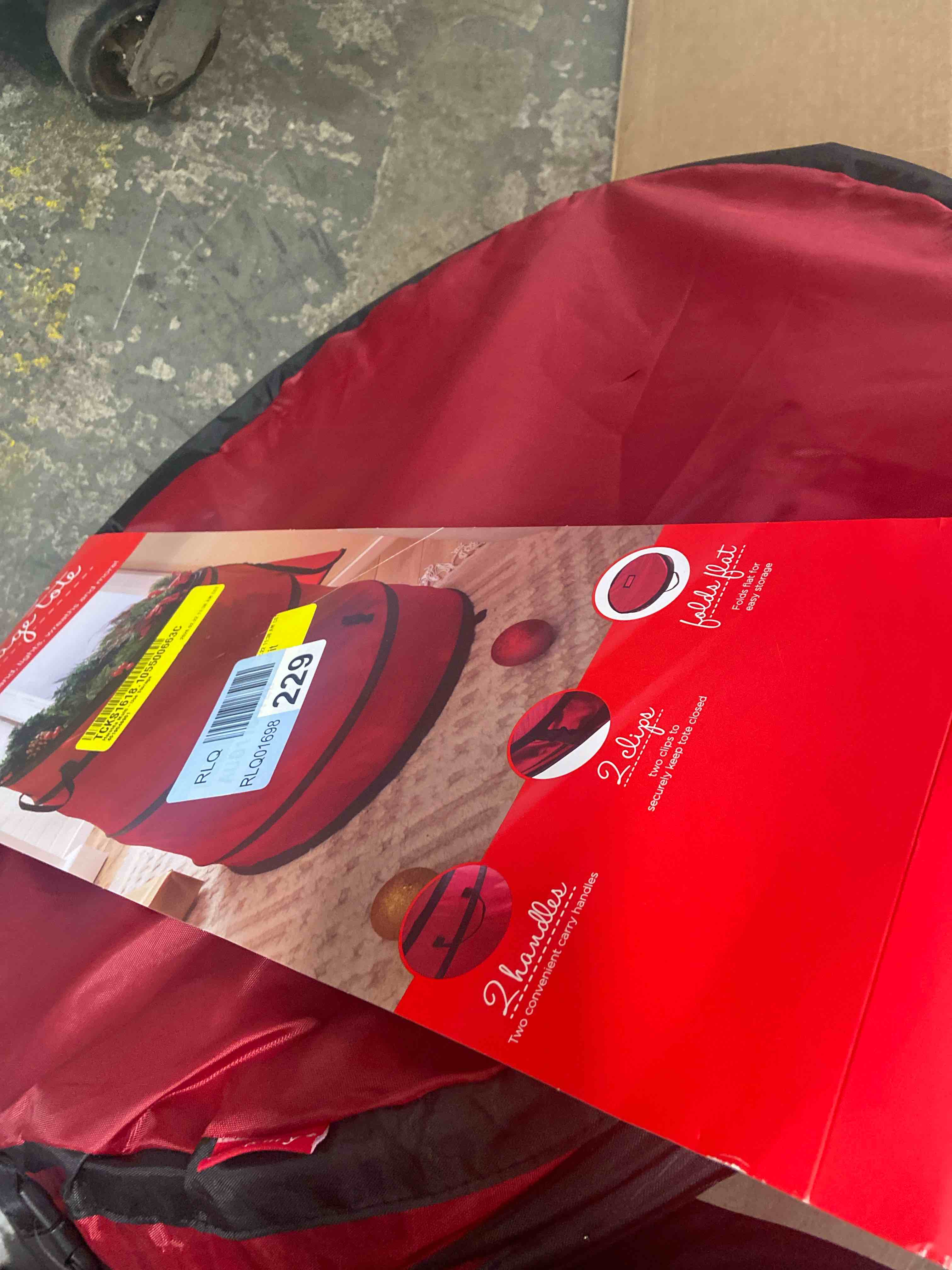 Condition photo showing New/Like New for Simplify Heavy Duty Pop Up Holiday Storage Tote | Dimensions: 22"x 22"x 32"| Fordable | Storage Organization | Pink