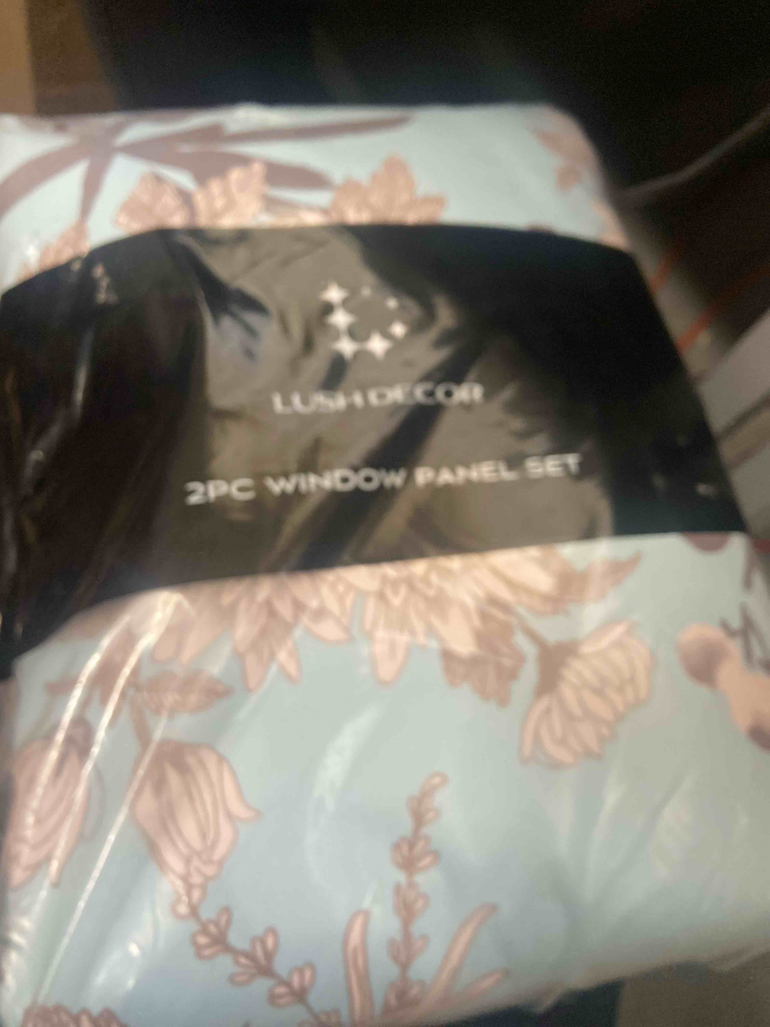 Condition photo showing New/Like New for 2pk 52"x108" Light Filtering Botanical Garden Curtain Panels Blue - Lush Décor