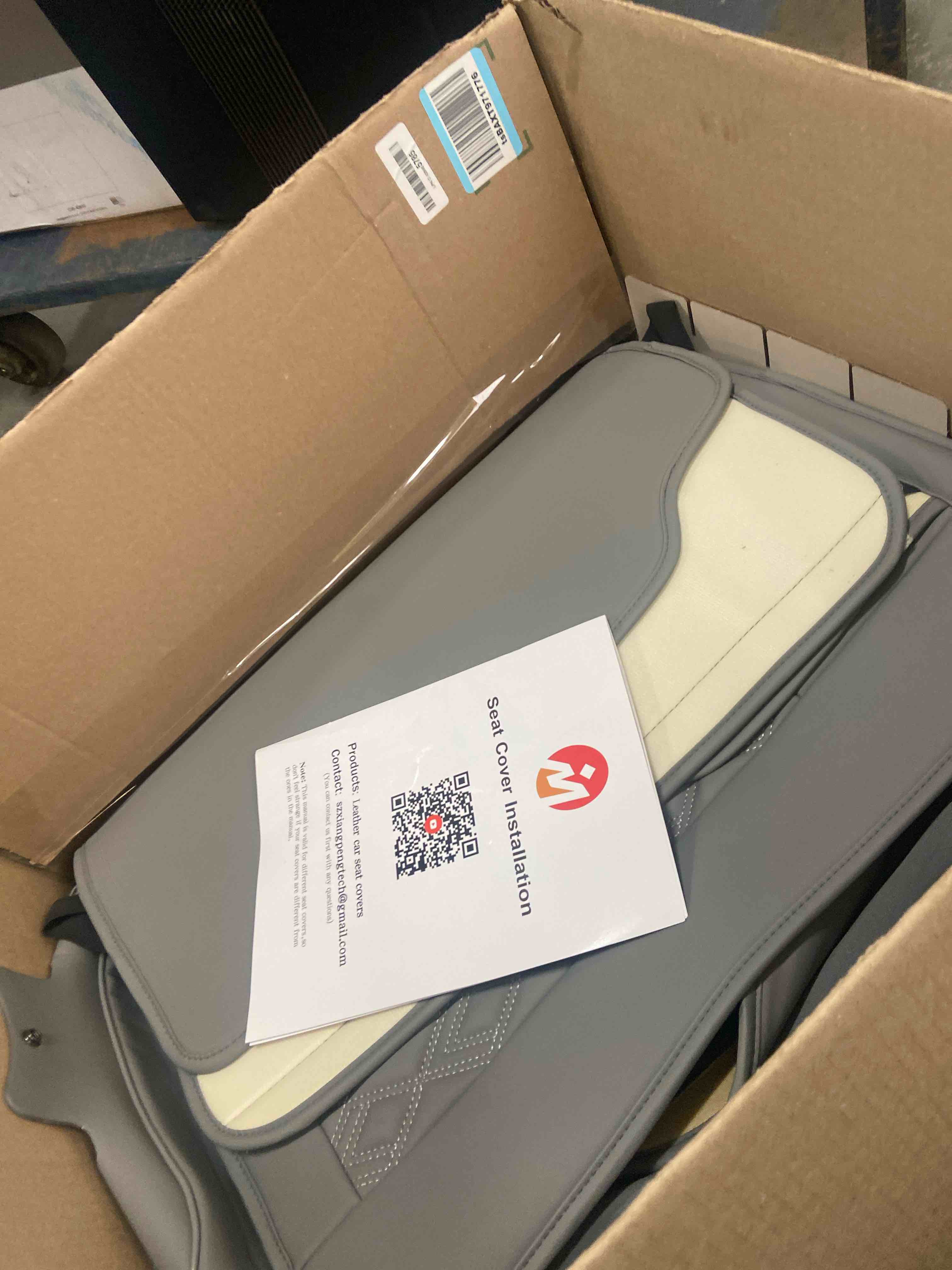 Condition photo showing Good Condition for LUCKYMAN CLUB F150 Faux Leather Seat Covers Fit for 2015-2025 F150 and 2017-2025 F250 F350 F450 Pickup Trucks(Full Set, Gray) (2015-2026) Full Set Black&Gray