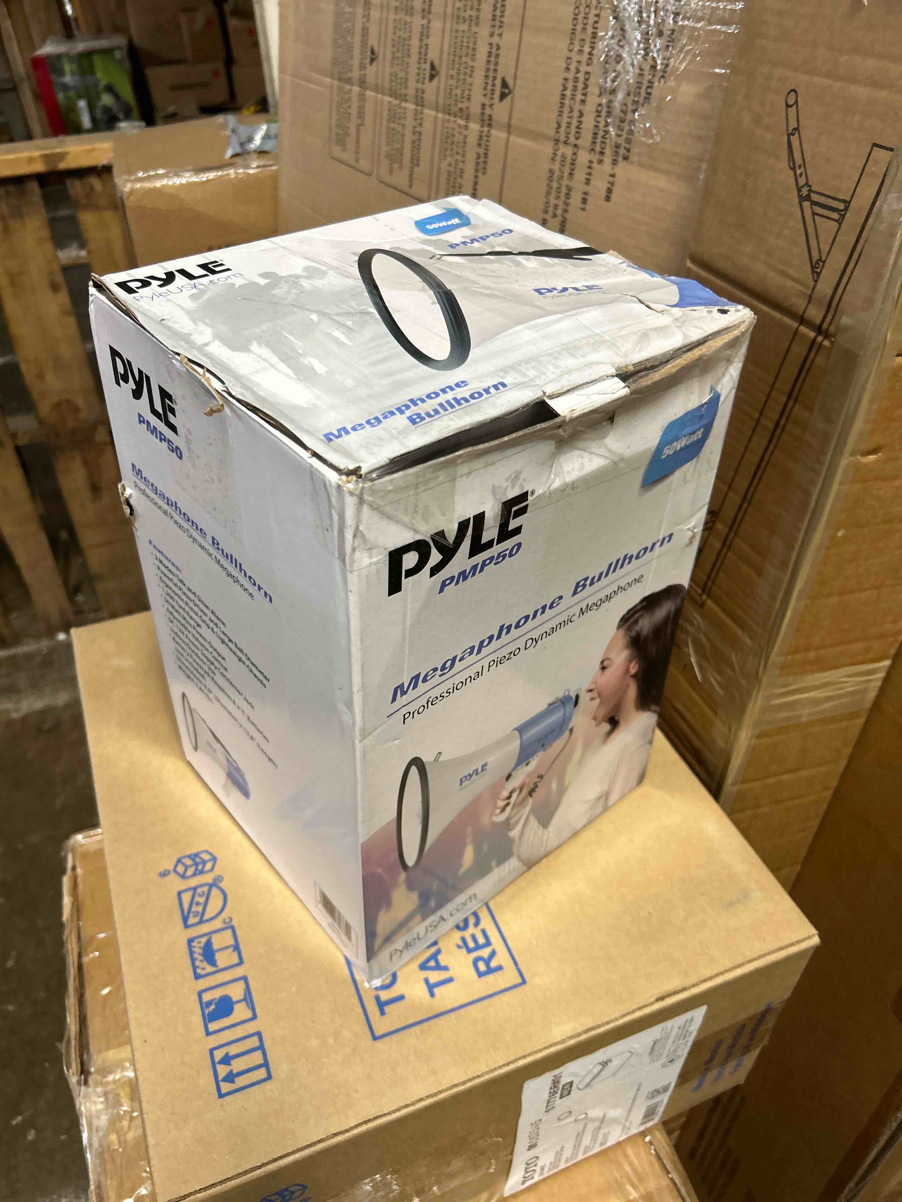Condition photo showing New/Like New for Pyle Megaphone - Portable PA Bullhorn - Built-In Siren, 50W Adjustable Volume Control In 1200 Yard Range, Ideal For Any Outdoor Sports, Cheerleading Fans & Coaches Or Safety Drills 50Watt Speaker