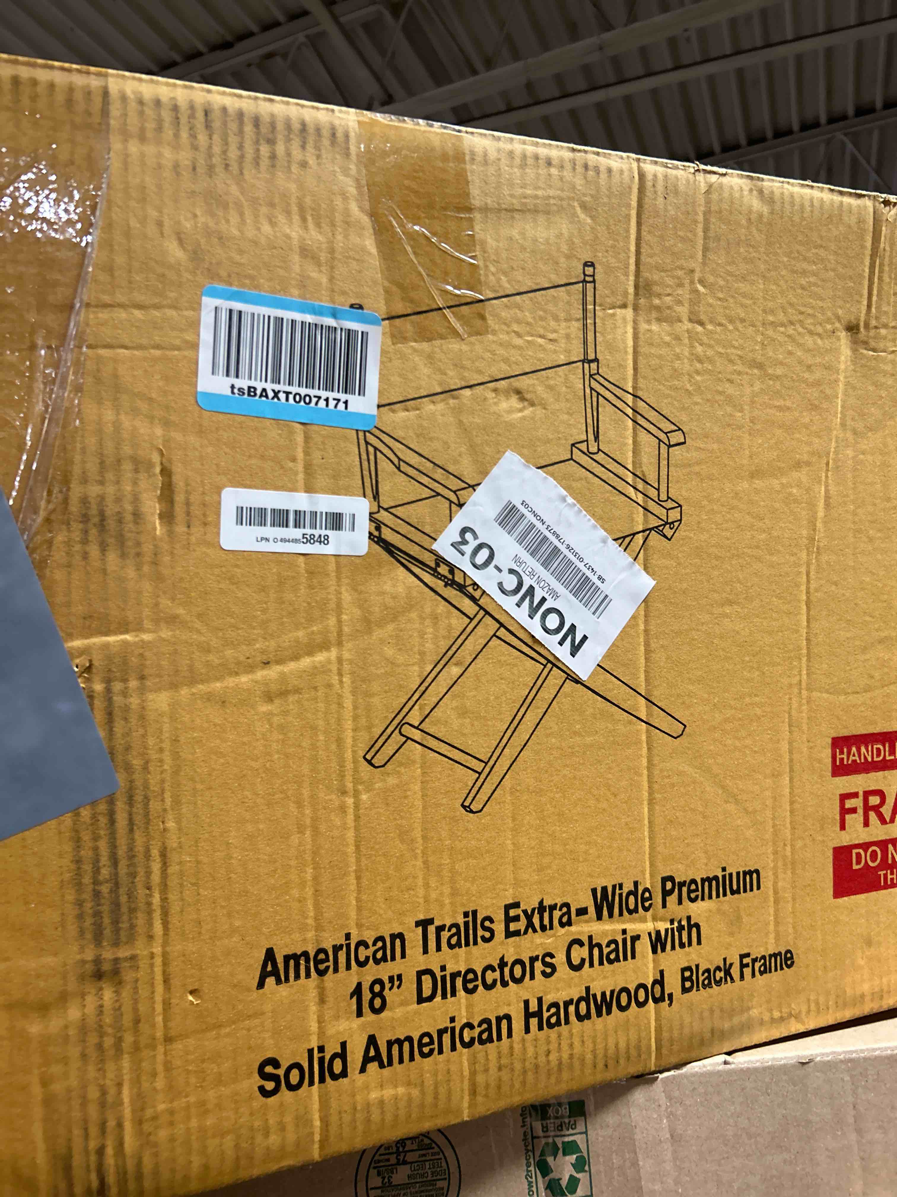 Condition photo showing Good Condition for Casual Home 24" Director's Chair Black Frame-with Black Canvas, Counter Height Black Frame - Solid Wood 24 in Black Frame - Solid Wood Solid