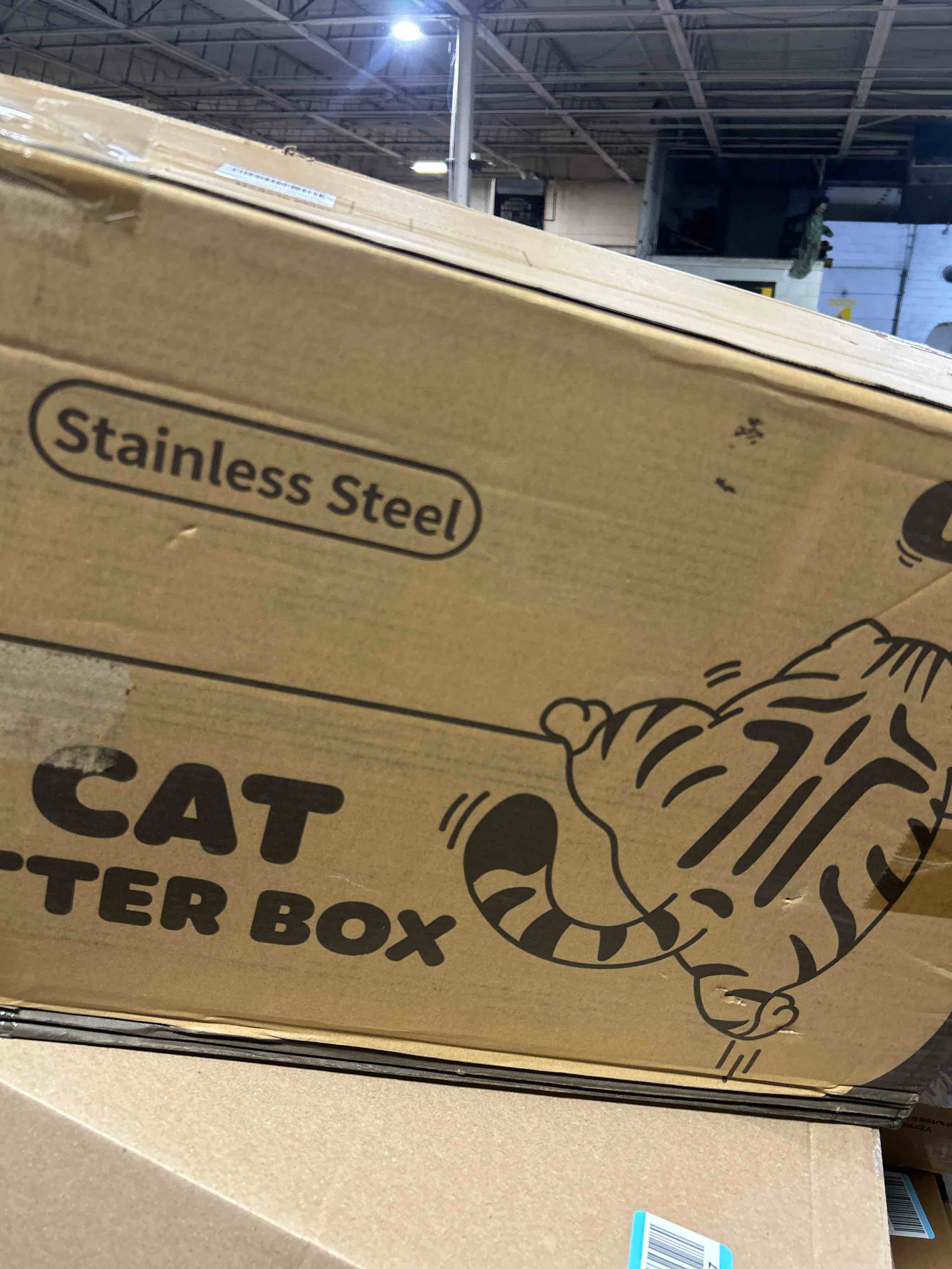Condition photo showing New/Like New for Stainless Steel Cat Litter Box, Metal Litter Box with Scoop, High- Sided, Anti-Leakage Top Entry, Non-Sticky, Easy to Clean, 8-Inch Splash-Proof Deep Pan, Grey, XXL (1 Pack) XXL (1 Pack) Grey