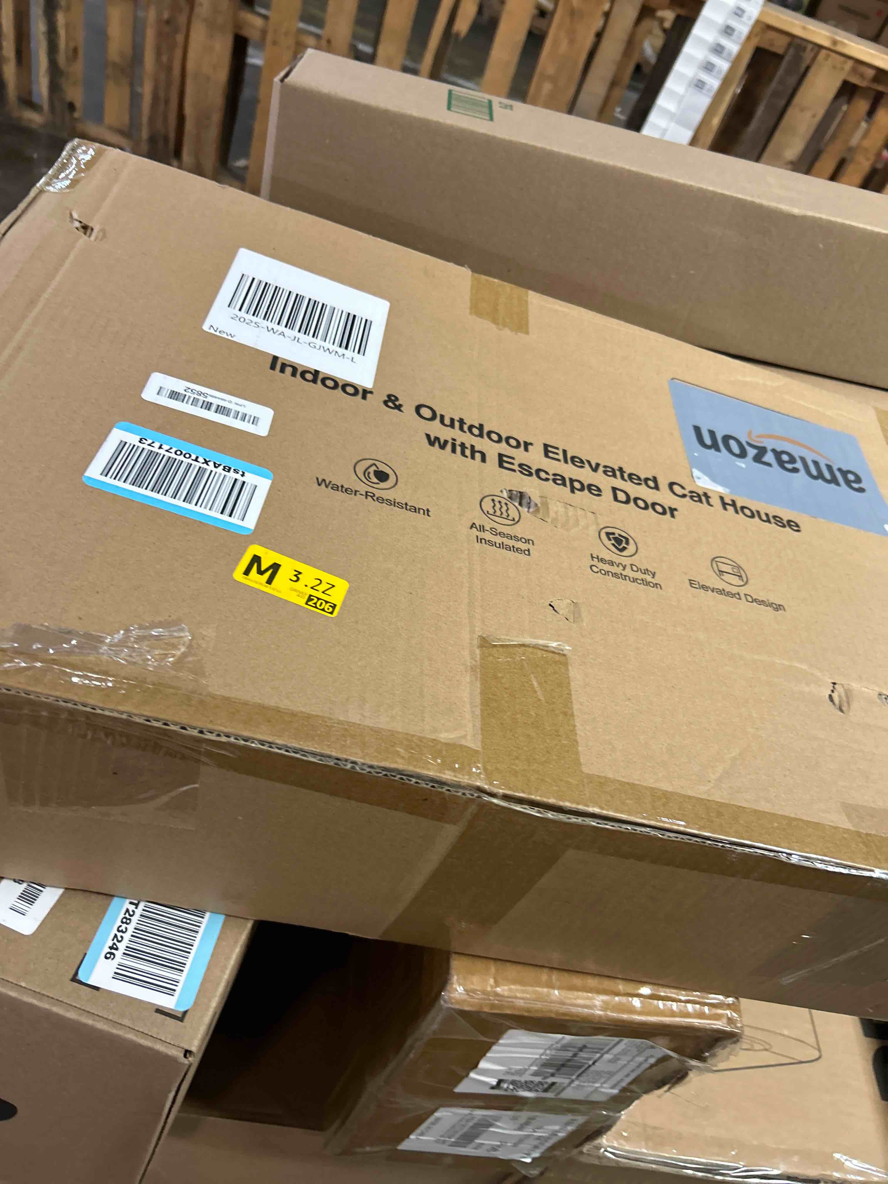 Condition photo showing New/Like New for Outdoor Heated Cat House in Winter,Extremely Insulated & Weatherproof,Elevated Feral Cat Shelter with Waterproof Eaves & Escape Door for Outside Stray Barn Cat (Dark Grey,S.) 16.7"L x 12.6"W x 17.7"H Dark Grey