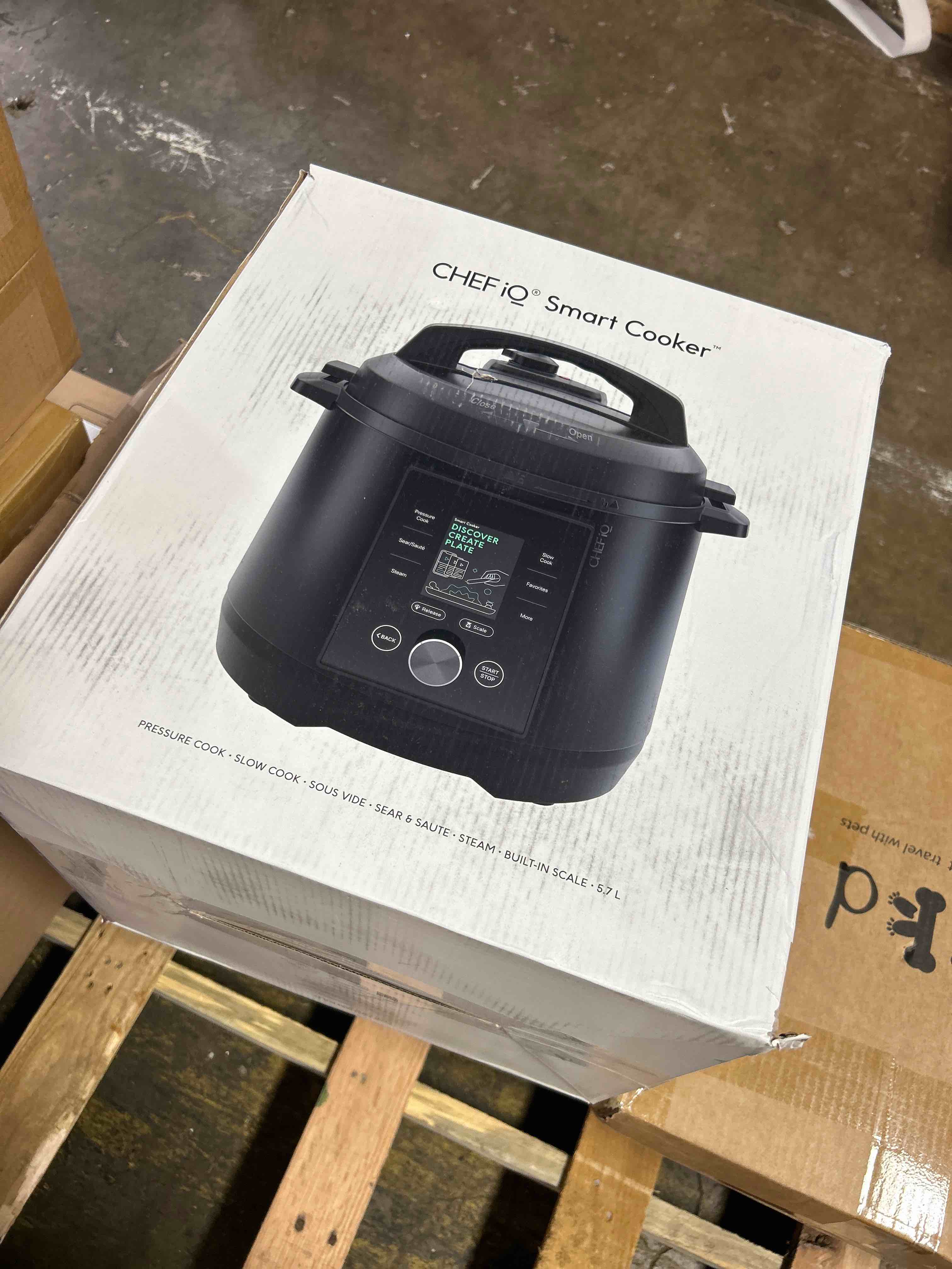 Condition photo showing New/Like New for CHEF iQ Smart Pressure Cooker with WiFi and Built-in Scale - Easy-to-Use 10-in-1 Multicooker with 500+ Guided Recipes - Rice Cooker, Slow Cooker, Instant Meals for Foodies - 6 Quart - Family Size iQ Cooker