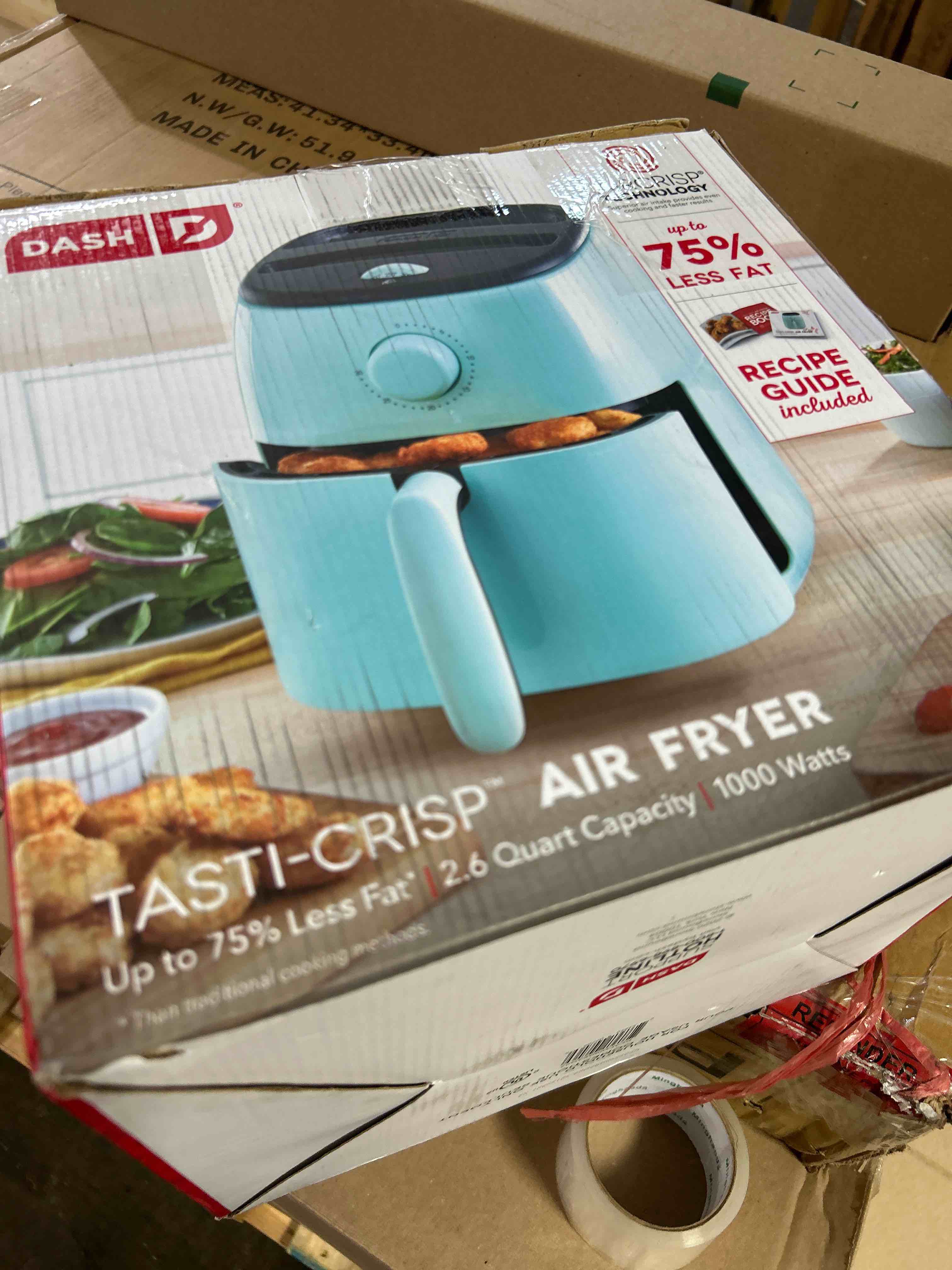 Condition photo showing New/Like New for Dash Tasti-Crisp™ Air Fryer - AirCrisp® Technology - Compact Design with Adjustable Temperature Control - Nonstick Fry Basket & Auto Shut-Off Feature - 2.6 Quarts - Aqua Aqua 2.6 Qt. Analog