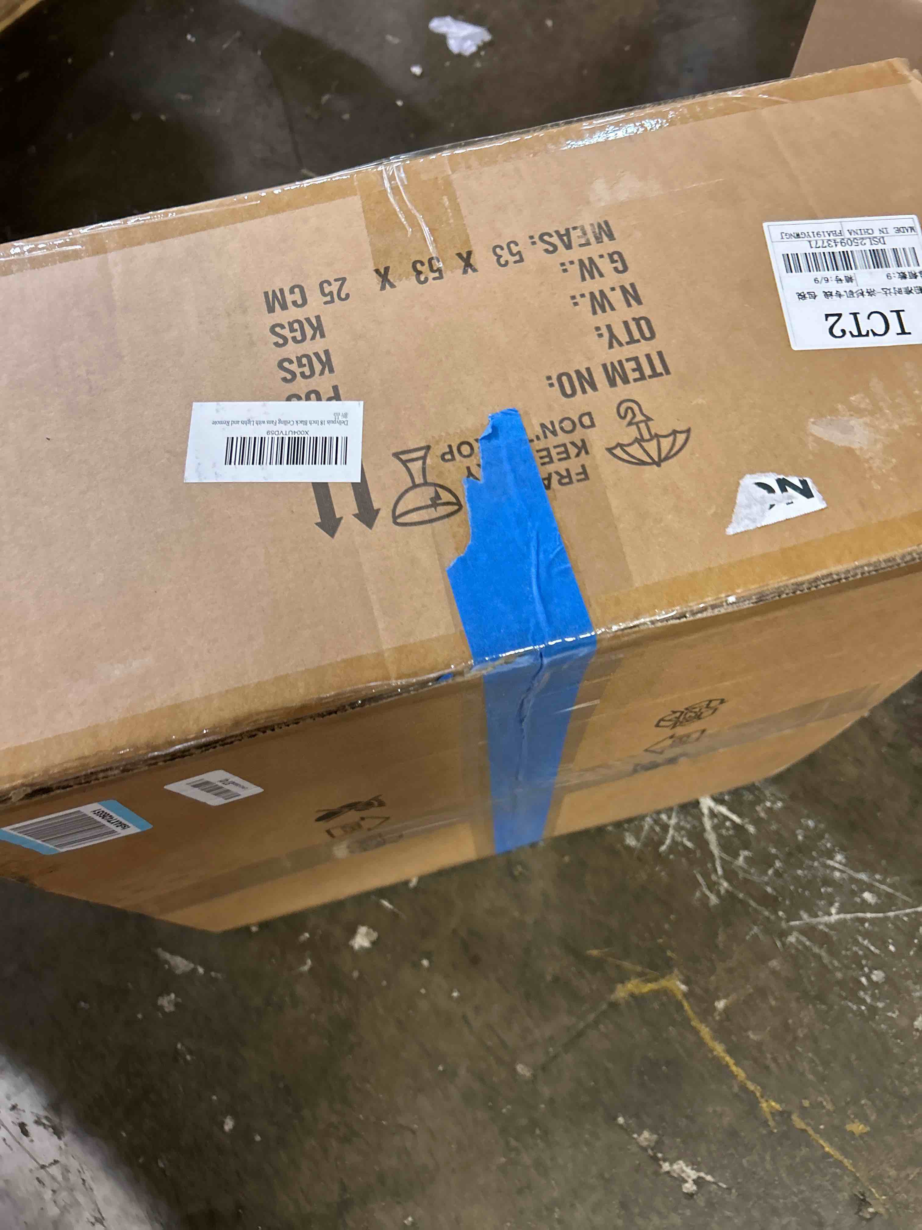 Condition photo showing New/Like New for Black Ceiling Fans with Lights Modern Metal Fandelier, Remote Control, 6 Speed, Reversible DC Motor, Caged Design for Dining Room/Living Room 18.9 Inch