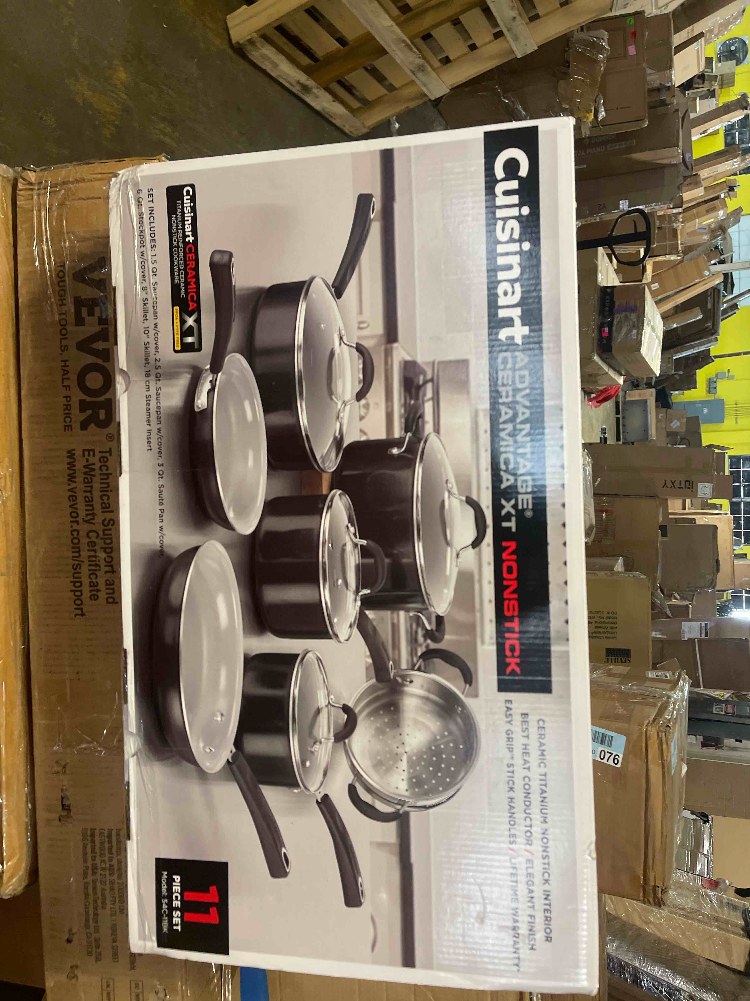 Condition photo showing New/Like New for Cuisinart 11-Piece Nonstick Cookware Set, Ceramica XT, Black, 54C-11BK
