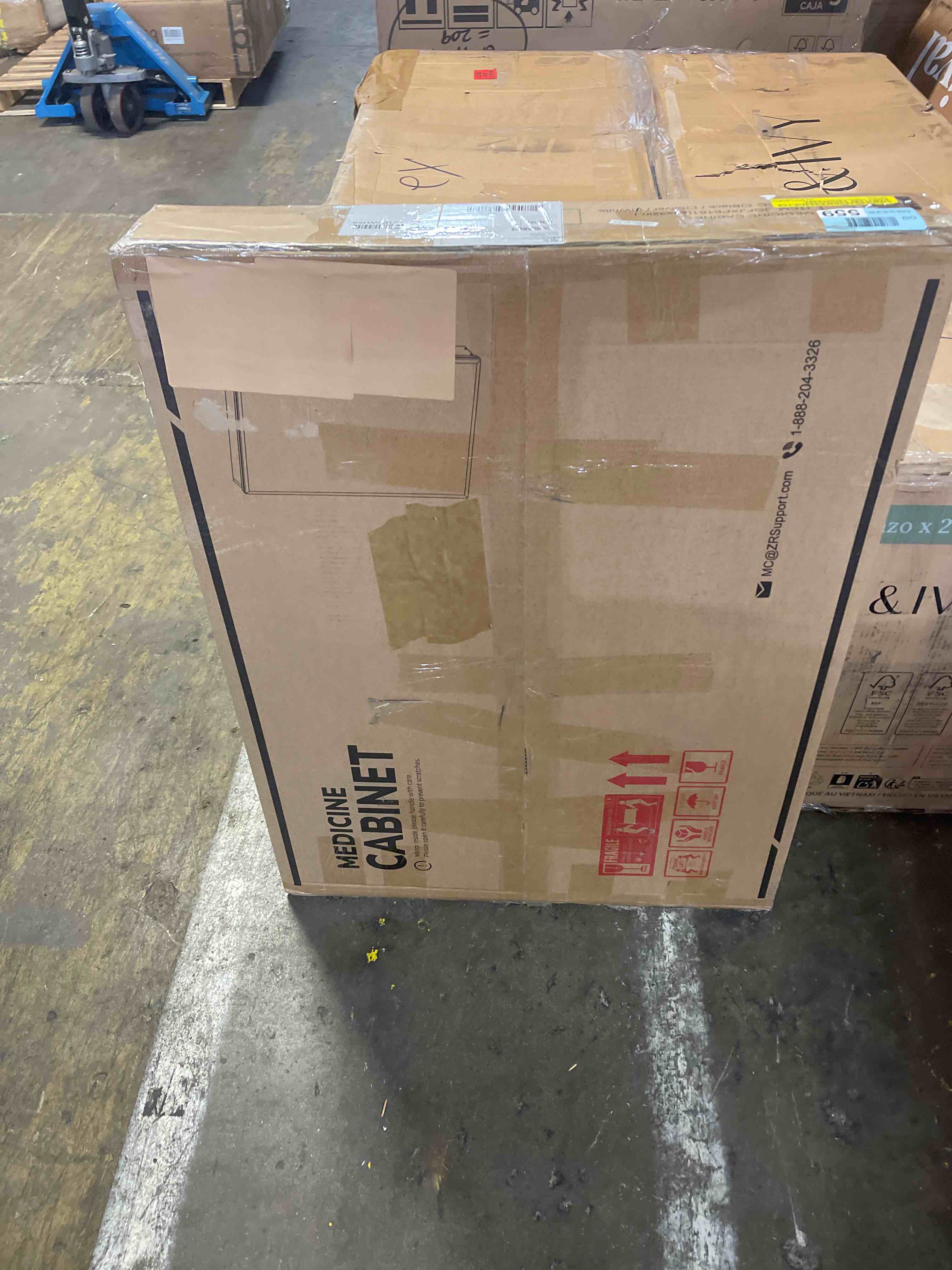 Condition photo showing New/Like New for 21 in. W x 27 in. H Rectangular Silver Metal Framed Beveled Surface Mount/Recessed Medicine Cabinet with Mirror