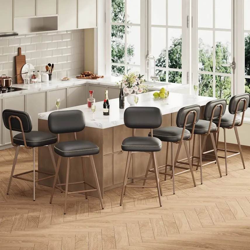 modern swivel upholstered counter stools with metal frame 