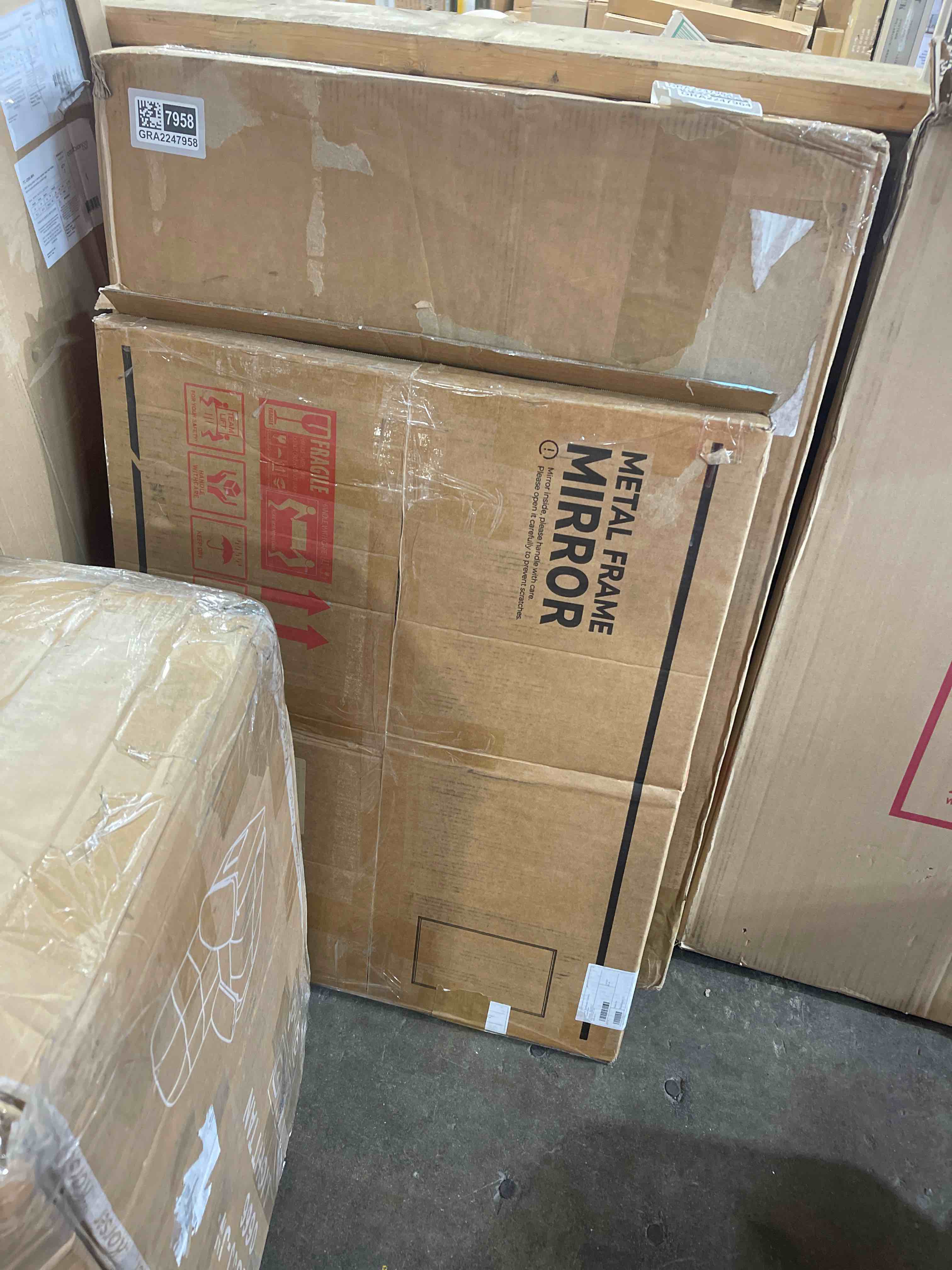 Condition photo showing New/Like New for 30" W x 20" H Contemporary Rectangular Stainless Steel Framed Bathroom Wall Mirror