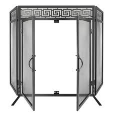 3-Panels Fireplace Screens with Door Nouetele 3 Panel Fireplace Doors with Screen Heavy-Duty fire Place gate Deco fire Place Screen Heat-Resistant Baby Proof Fireplace gate