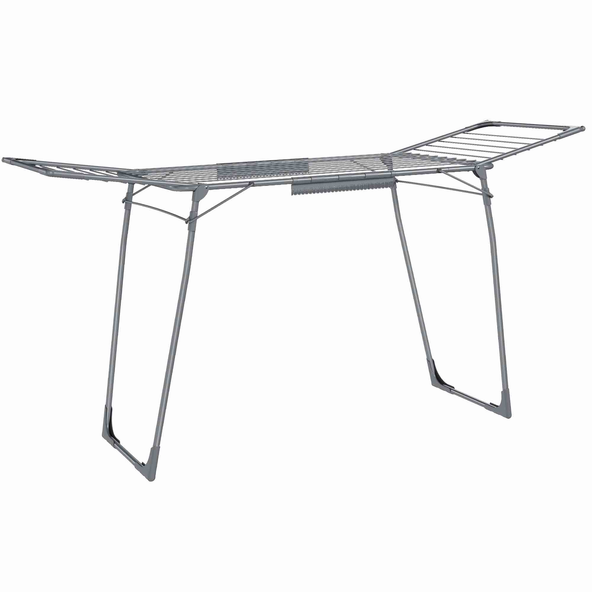 SONGMICS Clothes Drying Rack, 56.5 x 173 x 96.5 cm Winged Clothes Airer, Space-Saving Laundry Drying Rack, with Sock Clips, Metal Structure, for Clothes, Towels, Linens, Grey LLR518G01