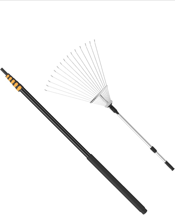 FIXM Telescoping Roof and Yard Rake 7-31 FT, Dual Use to Clean Leaves, Branches and Debris for Roofs/Lawn