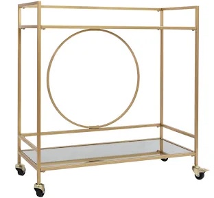 Ciara- Lee Metal Bar Cart with Mirrored Shelves