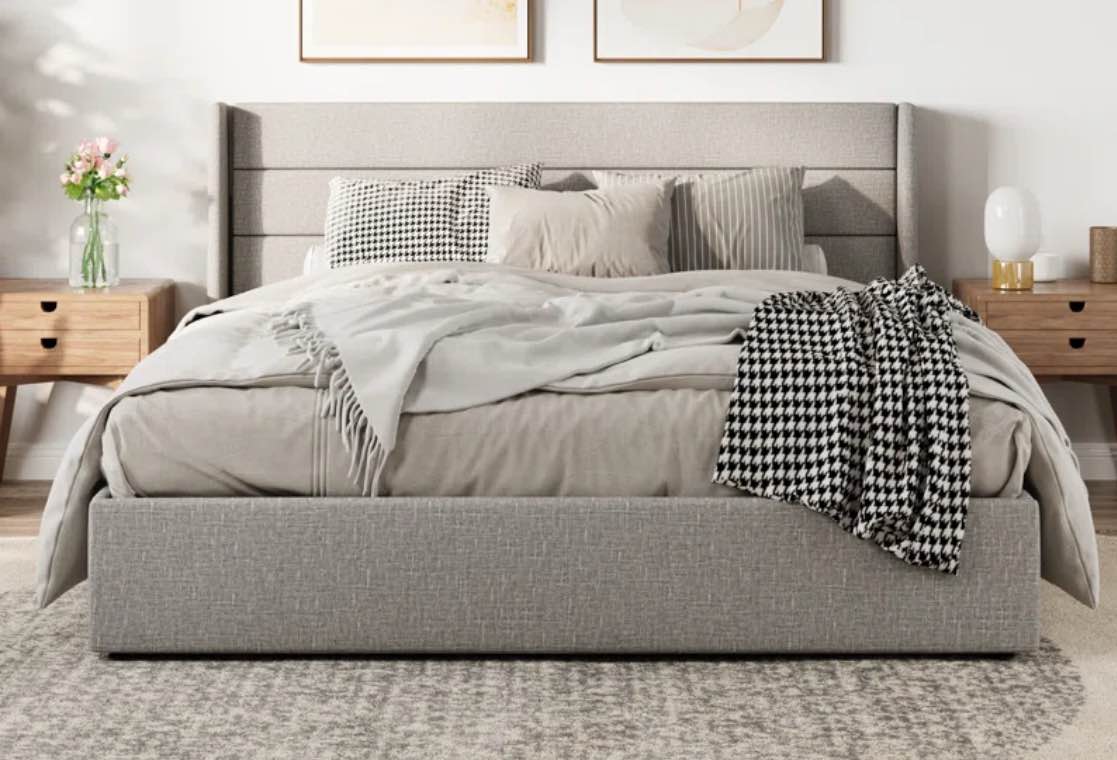 Braya Hydraulic Lift Up Storage Upholstered Platform Bed