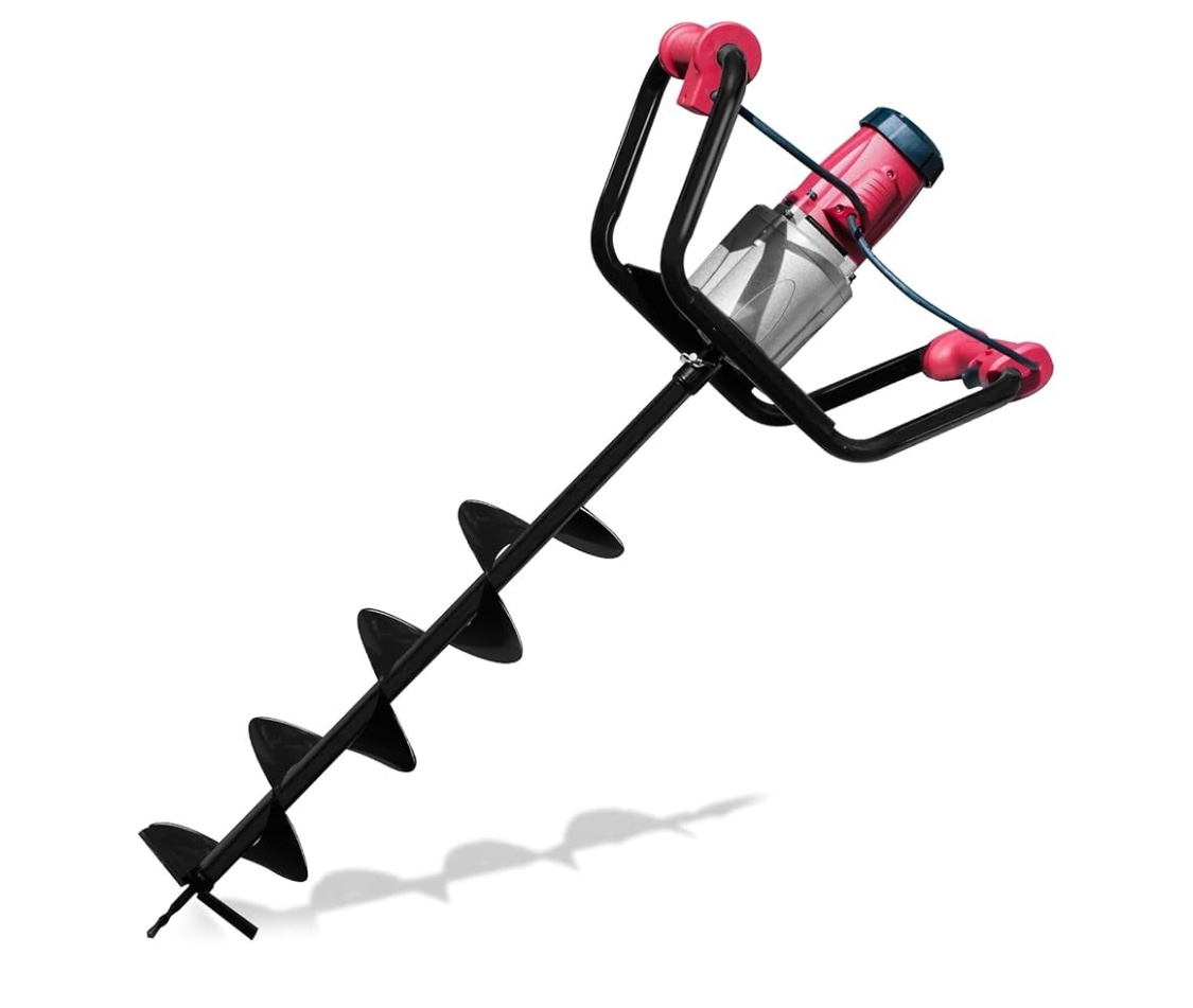 DC HOUSE 1500W Electric Post Hole Digger Earth Auger Hole Digger Auger Digging Tools Auger with 6" Digging Auger Bit Set with Reverse Function