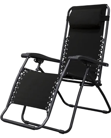 Caravan Sports Zero Gravity Outdoor Folding Patio Lounge Chair Black