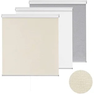 ChrisDowa Cordless Blackout Roller Shades for Windows, Thermal Insulated UV Protection Pull Down Shades, Total Blackout Window Blinds for Home, Office, Bedroom, Door (22" W x 72" H, White)