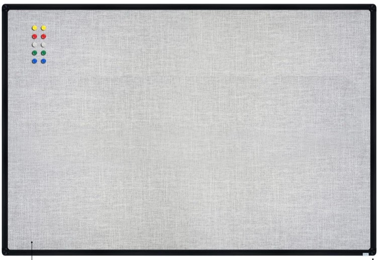 JILoffice Cork Linen Bulletin Board 36 X 24 Inch (Grey), Black Aluminum Frame Wall Mounted Board Memo Pin Board for Office Home and School