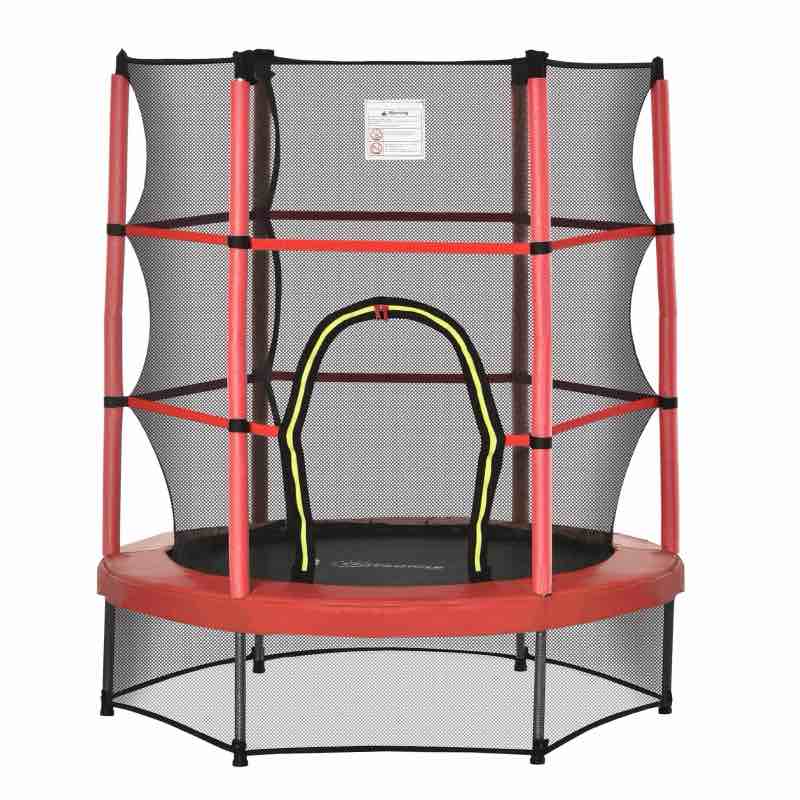 Outsunny 5FT Kids Trampoline with Enclosure Net for Age 3 to 6 Years Red