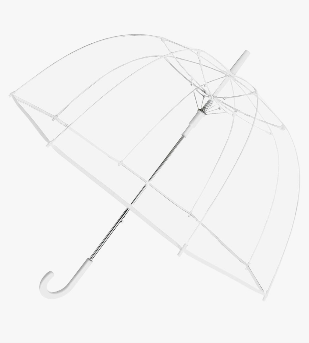 Weather Station Automatic Rain Umbrella, Compact Clear Dome, Windproof, Waterproof, Lightweight, and Packable for Travel, Full 52 Inch Arc, White