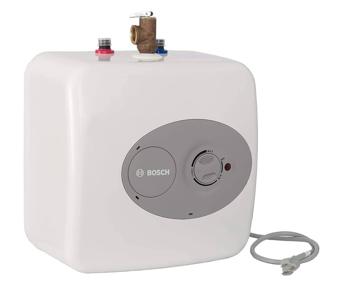Bosch Electric Mini-Tank Water Heater Tronic 3000 T 4-Gallon (ES4) - Eliminate Time for Hot Water - Shelf, Wall or Floor Mounted