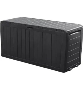 Keter Marvel Plus 71 Gallon Resin Deck Box-Organization and Storage for Patio Storage Box Outdoor Cushions, Throw Pillows, Garden Tools and Pool Toys, Dark Grey