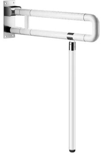 modunful upgraded handicap grab bar for bathroom, flip up toilet hand rail for elderly, disabled, pregnant, 23.6 inch, white, textured finish, stainless steel