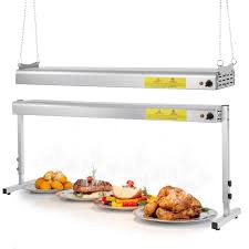 48 inch food heat lamp strip commercial food heating warmer lights hanging overhead stainless steel with cord for food restaurant buffet catering kitchen 1350w/110v