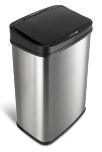 NINESTARS DZT-50-28 Automatic Touchless Motion Sensor Rectangular Trash Can, 13 Gal, Black Trim