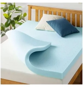LUCID 4 Inch Gel Memory Foam Mattress Topper, Ventilated Design, Ultra Plush, CertiPUR-US Certified, King, Blue