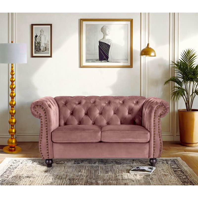61.42'' wide velvet chesterfield design loveseat (Incomplete)