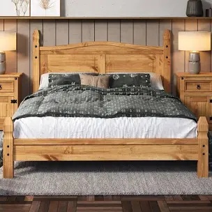 farmhouse solid wood bed with chunky, sturdy posts - rustic style (incomplete)