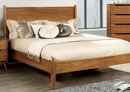 Lennart Collection CM7386A-CK-BED California King Size Panel Bed with Mid-Century Style  Tapered Legs  Wooden Headboard and Wood Veneer Construction