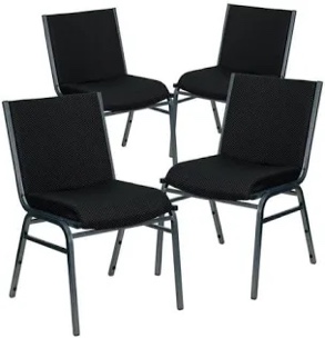 Flash Furniture 4 Pack HERCULES Series Heavy Duty Black Dot Fabric Stack Chair