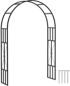 7.3ft steel garden arch trellis, garden arbor trellis for climbing plants roses wisteria vines, flower arch wedding arch stand for outdoor, garden, lawn, backyard, black