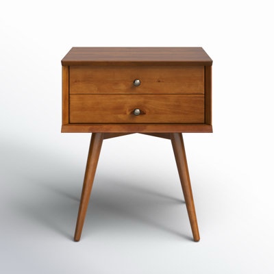 Nightstand, Wood End Side Table With Storage And Open Shelf