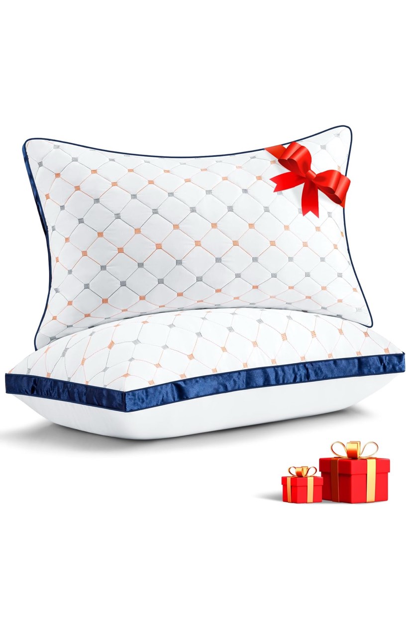 Bed Pillows Queen Size Set of 2, Luxury Hotel Quality Queen Bed Pillows, Fluffy Down Alternative Pillows 2 Pack for Sleeping, Soft Gusseted Pillows for Side, Back or Stomach Sleepers