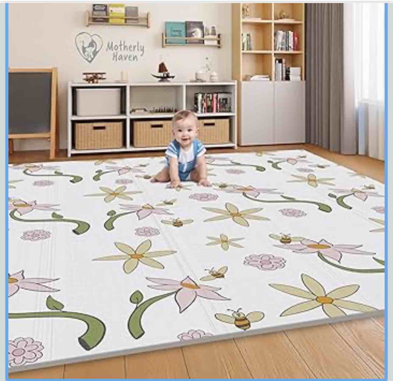 JumpOff Jo - Large Foldable Baby Play Mat, Safe Foam Playmat for Tummy Time, Play Pens & Toddlers, W