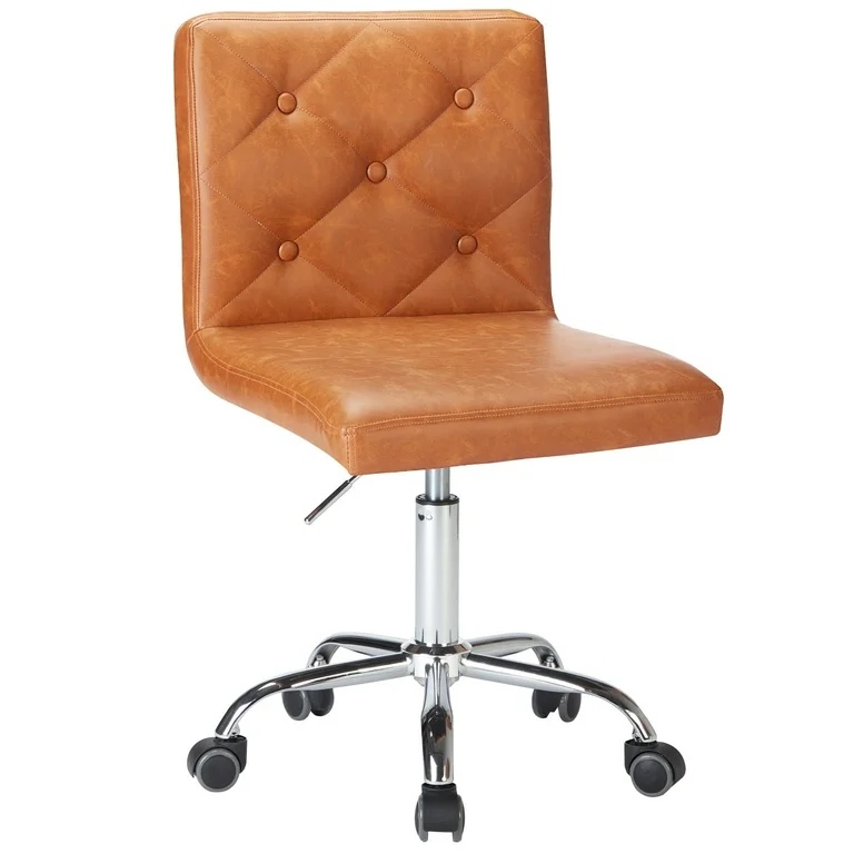 Lavdi Armless Ergonomic Adjustable Swivel Office Chair with Wheels – Modern Rolling Computer Desk Chair, Comfortable Task Chair for Home Office, Study, or Vanity