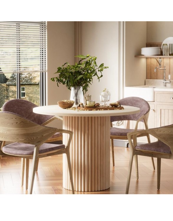 round solid wood base dining table for 1-6