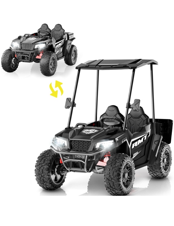 24v Ride On Car, 4wd Powered Ride On Utv For Kids, Best Children's Day Gifts, Kids Ride On Dump Truck With Remote Control, Removable Ceiling, Electric Tipper, 2 Seater, 3 Speeds, Bluetooth, Music