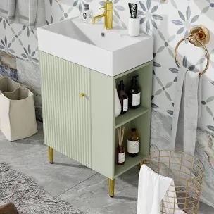 21.6" Single Bathroom Vanity Set With Ceramic Top