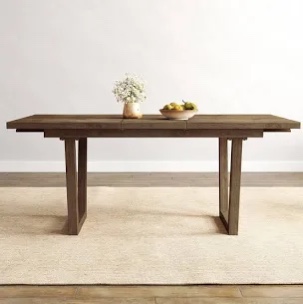 Extendable Solid Wood Dining Table With Sled Legs, Farmhouse Dining Table For Kitchen