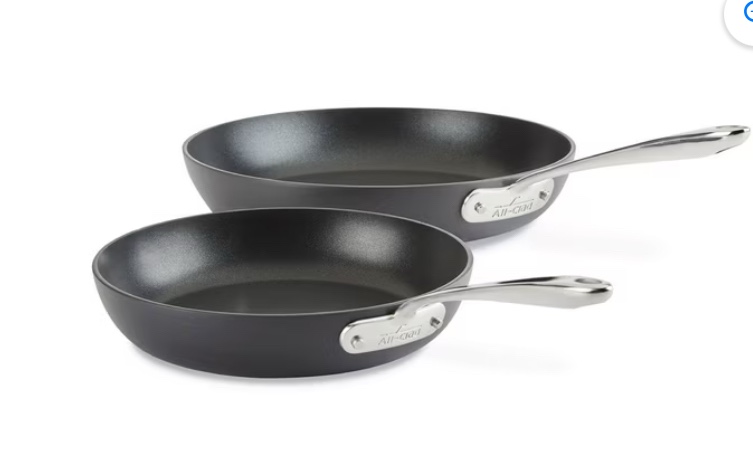All-Clad 2 Piece Hard Anodized Nonstick Cookware Fry Pan Set, 10.5" and 12"