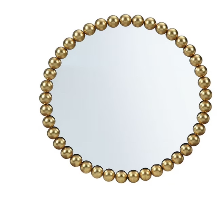 Azalea Park Metal Beaded 36" Round Wall Mirror