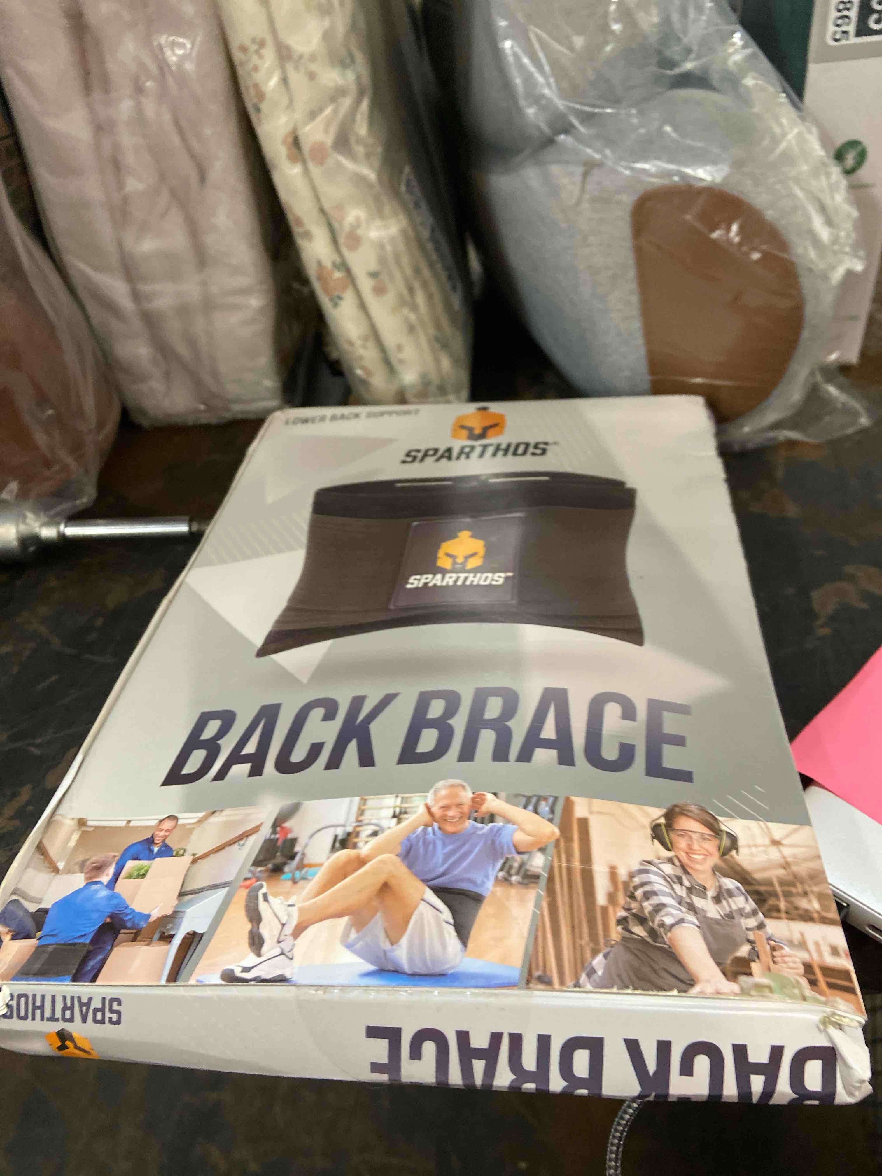Condition photo showing New/Like New for sparthos back brace for lower back pain - immediate relief from sciatica, herniated disc, scoliosis - breathable design with lumbar support pad - for home & lifting at work - for men & women - large