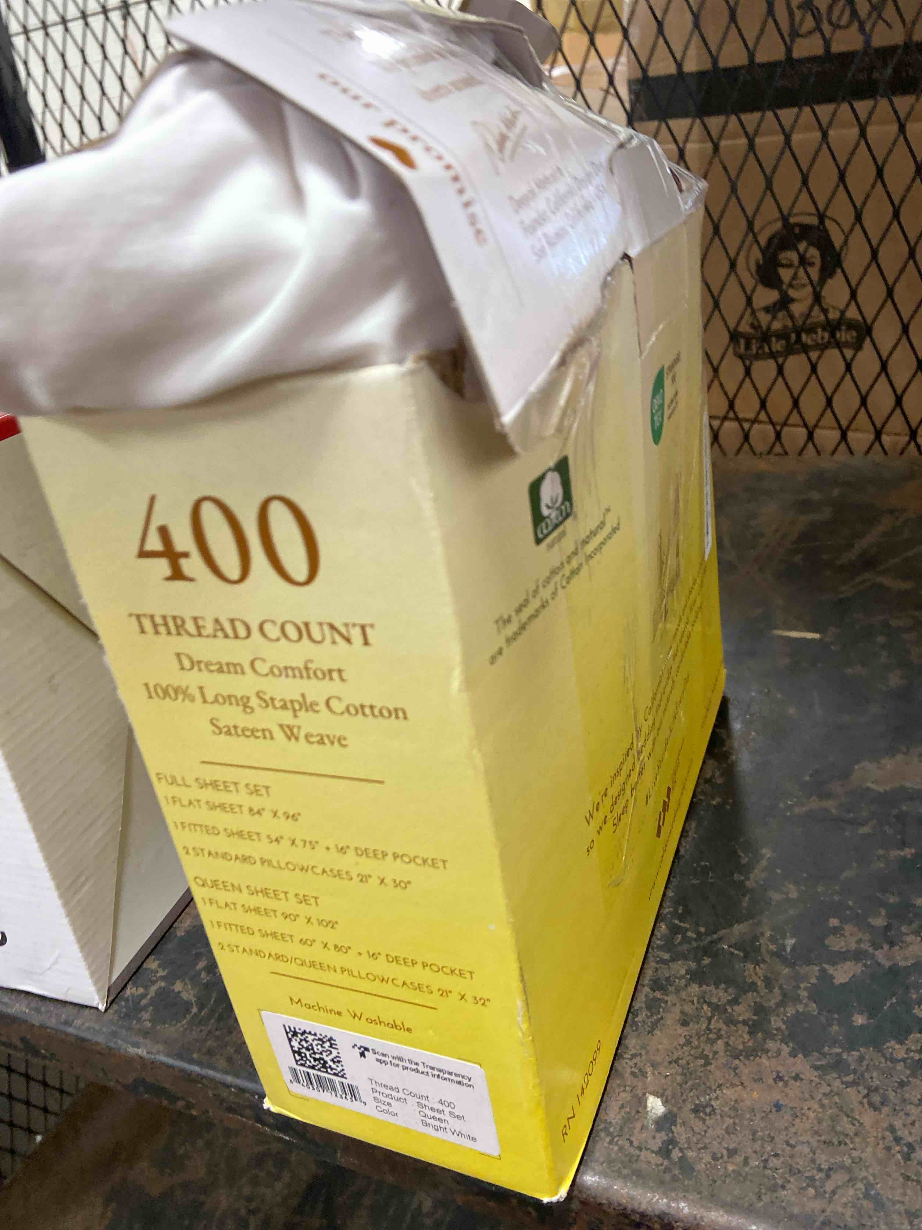 Condition photo showing New/Like New for 400-thread-count 100% cotton sheet pure white queen-sheets set  4-piece long-staple combed cotton best-bedding sheets for bed  breathable  soft & silky sateen weave fits mattress 16   deep pocket